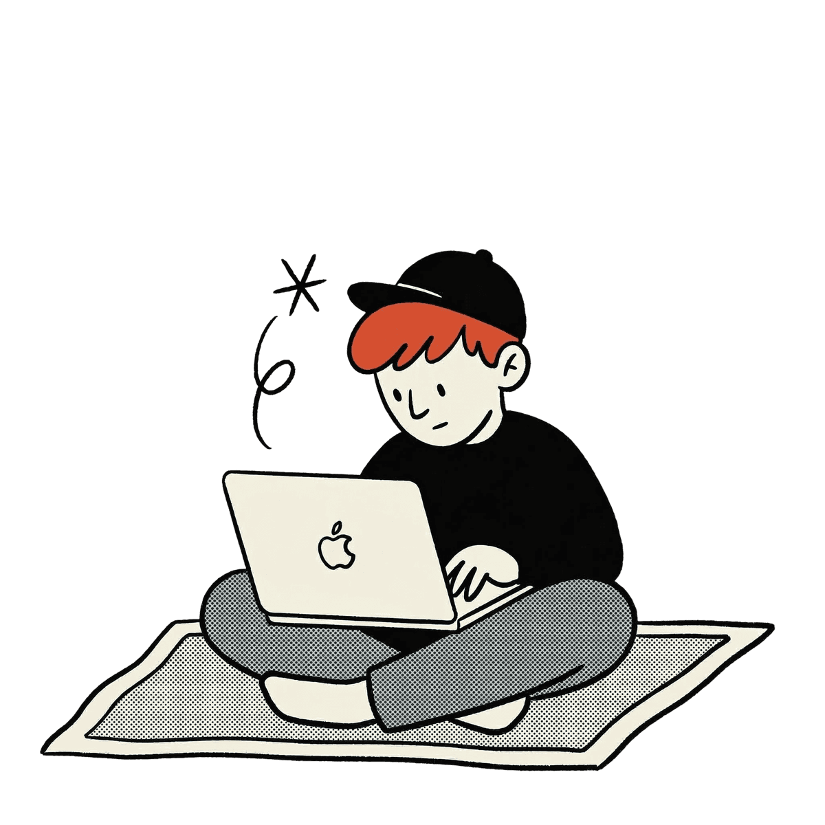 Ilustração de designer e desenvolvedor web criando experiências digitais premium — Kelp Agency